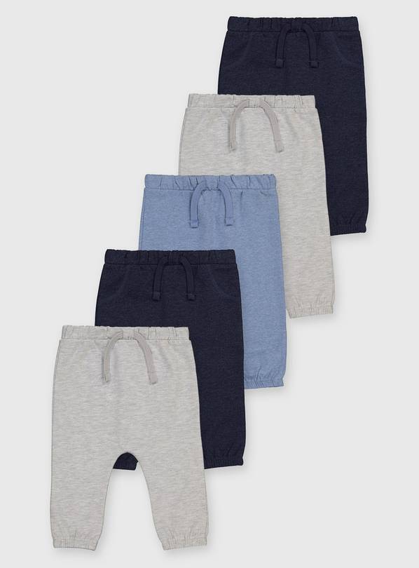 Blue & Grey Joggers 5 Pack - Up to 3 mths